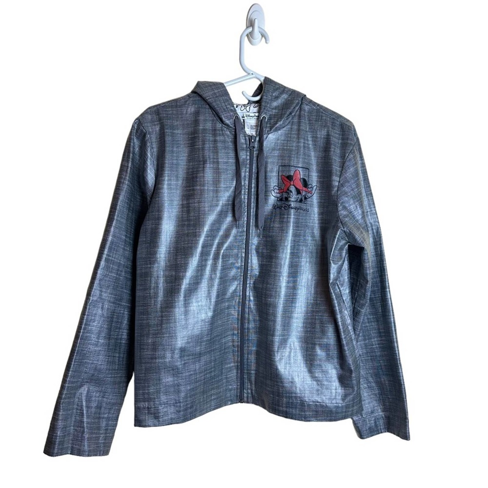 Disney Silver Hooded Rain Jacket Windbreaker with Minnie Mouse Detail